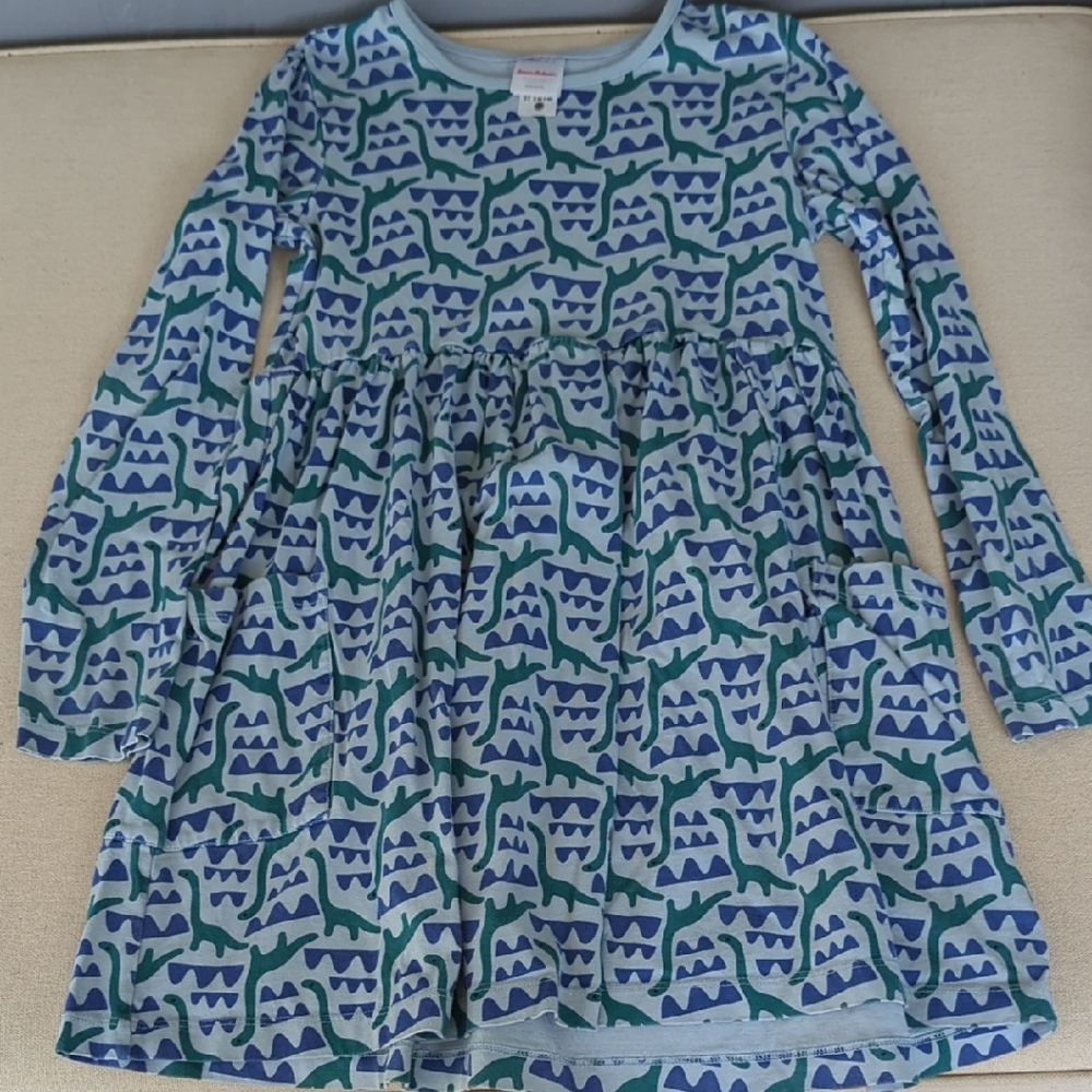 Hanna Andersson Blue and Green Graphic Kids Dress